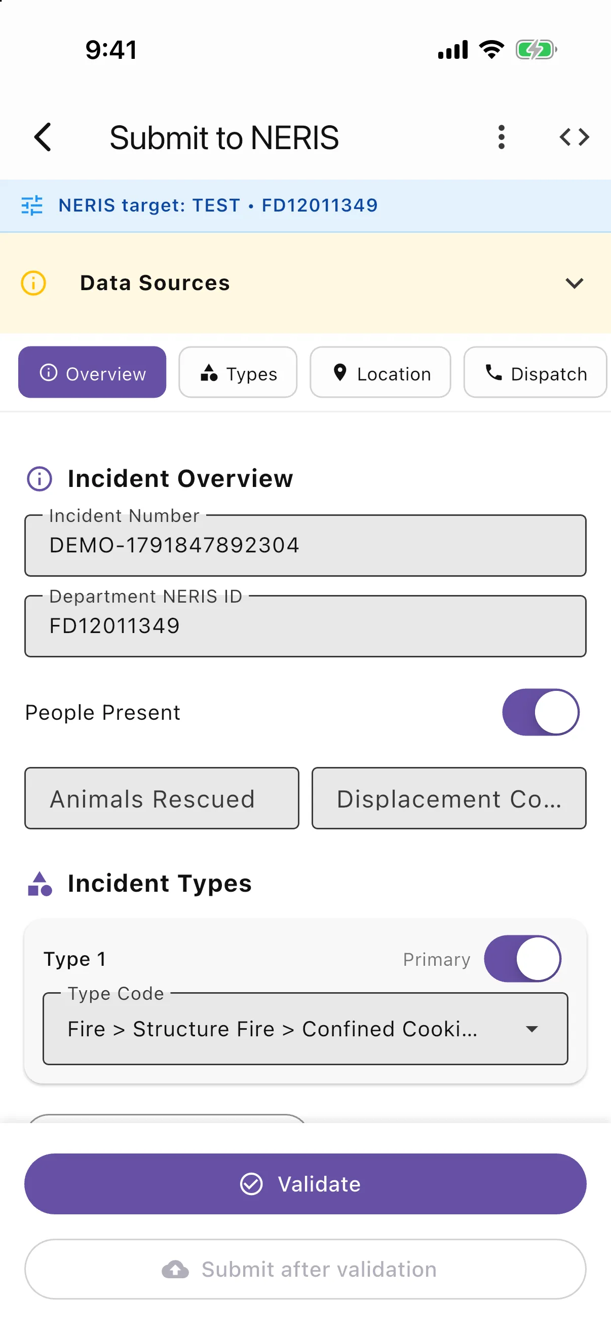 EchoResponse screen: NERIS v1.0 ready